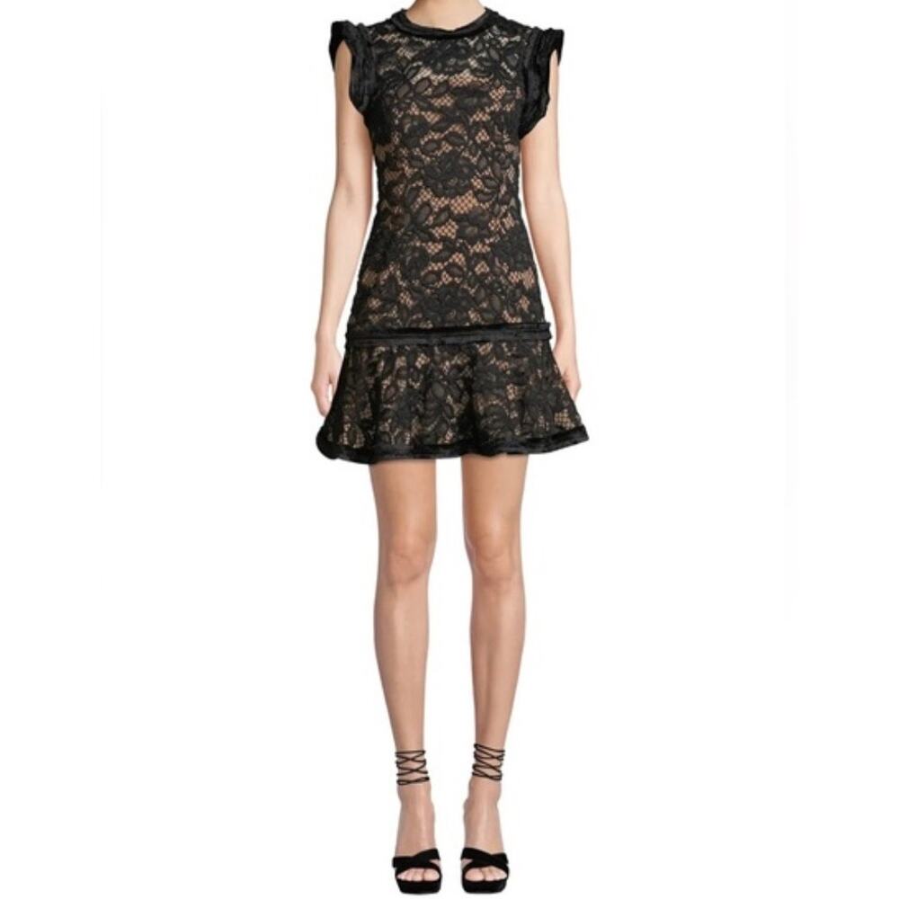 Alexis Raffia Flounce Lace Mini Dress size XS $545